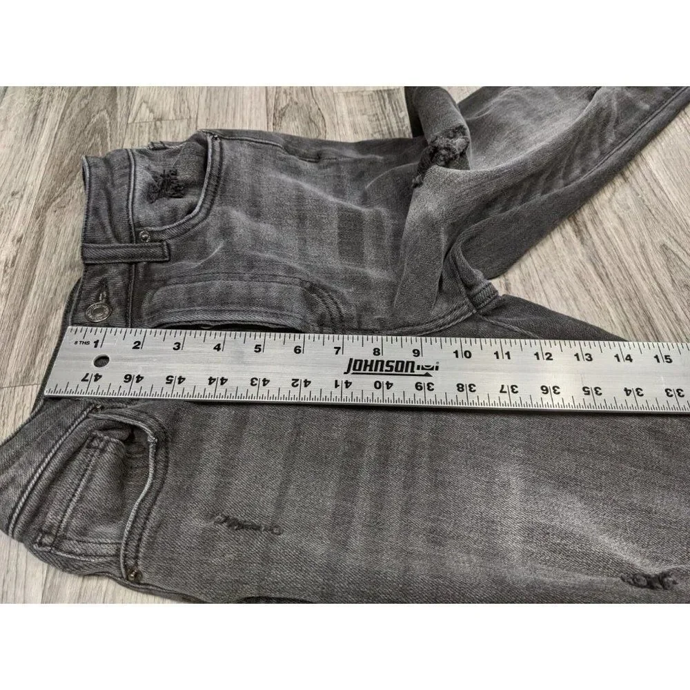 (3/$35) Forever 21 Size 26 Grey Black Straight Leg Button Fly Distressed Jeans‎
